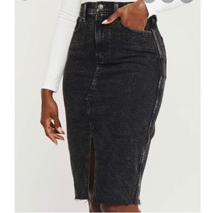 Abercrombie & Fitch Natural Rise Midi Split Grey Skirt